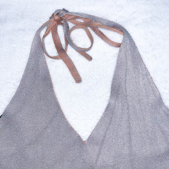 Forever 21 Mini Halter Bodycon Dress - Gray Orange Flames, Size S - Picture 3 of 6